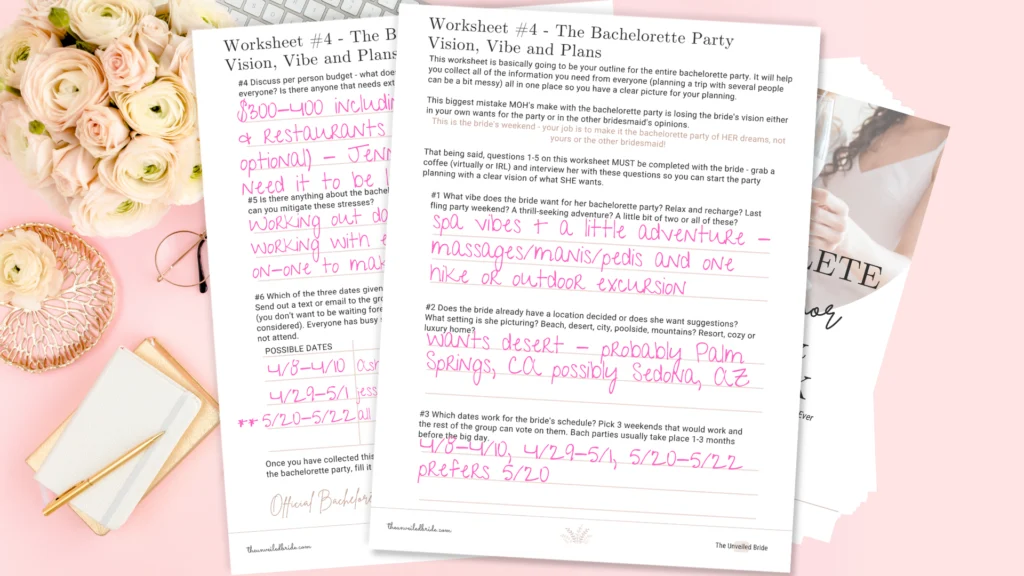 bachelorette itinerary